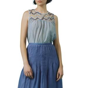 NEW THIERRY COLSON zuned top in blue coral